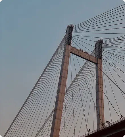 Cable-stayed bridge architecture in New Town, Kolkata